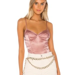 NWT Lovers + Friends Pink Lace Spaghetti Strap Bodysuit